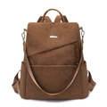 Mochila minimalista de pana marrón para mujer con correas ajustables y detalle de metal - Marrón