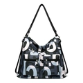 Borsa a tracolla casual in nylon con motivi geometrici blu e tasche multiple per l'inverno - Stampa Geometrica Blu Inchiostro