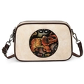 Retro cream crossbody bag with ethnic elephant motif and dark brown trim details - Off White