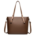 Bolso tote marrón oscuro con textura de grano y correa ajustable para el hombro - Marrón Oscuro