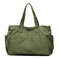 Grande borsa tote a scacchi verdi con due tasche frontali per donna inverno - Verde