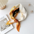 Pleated square silk scarf for women featuring vibrant yellow and orange contrast prints - Deer Elephant Sunset