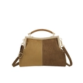 Sac à main vintage en cuir dépoli avec coutures brunes et bandoulière réglable - Marron