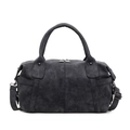 Bolso Boston gris oscuro mate con asas dobles y correa de hombro ajustable - Negro