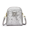 Chic silver crossbody bag with snake texture and gold hardware detailing - Silver