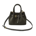 Dunkelgrüne Wildleder-Eimertasche mit verstellbarem Gurt und Schnalle für Damen - Grün