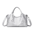 Silver snakeskin pattern shoulder bag with metallic finish and detachable strap - Silver