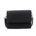 Sac bandoulière rectangulaire noir en similicuir mat avec logo FASHION & BAGS - Noir
