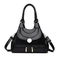 Sac à main noir plissé minimaliste avec boucle dorée et bandoulière réglable pratique - Noir