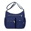 Borsa a tracolla in nylon blu scuro con tasche trapuntate e tracolla regolabile - Blu