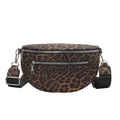 Chic leopard print waist bag with double zipper pockets and adjustable black strap - Brown (Leopard Print)