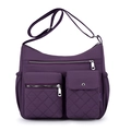 Borsa a tracolla grande in nylon viola scuro con tracolla regolabile da donna - Viola