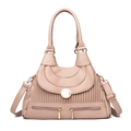 Sac à main plissé rose nude avec poches zippées et bandoulière réglable chic - Rose