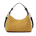 Borsa a mano gialla trapuntata con perle e tracolla nera dal design a grande capacità - Giallo