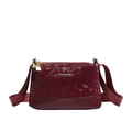 Deep red snakeskin embossed Boston bag with gold kangaroo logo and matching strap - Burgundy