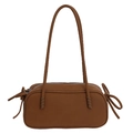 Braune Vintage-Tasche im Baguette-Stil mit Schleifendetails und schmalem Schultergurt - Braun