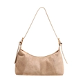Bolso medialuna minimalista en ante sintético marrón claro con correas ajustables - Caqui