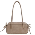 Khaki Retro-Handtasche aus Wildlederimitat mit langen Riemen und Schleifen-Details - Khaki