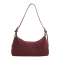 Bolso hobo retro de ante color granate con herrajes dorados y costuras verticales - Rojo