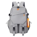 Modern grey and orange waterproof laptop backpack with multi-pocket design and tech style - Gray