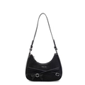 Sac à bandoulière rétro noir avec nœud en ruban et boucle en métal argenté - Noir