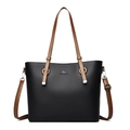 Grande borsa tote nera e marrone con logo a canguro e tracolla regolabile - Nero