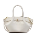 Creamy white matte leather wing bag with ruched design and gold metal buckle detail - Off White