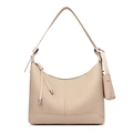 Chic beige woven baguette bag with matching leather shoulder strap and small coin pouch - Apricot