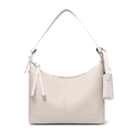 Chic cream white woven hobo bag with wide shoulder strap and matching coin purse charm - Off White