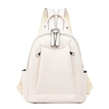 Elegant off-white PU leather backpack with V-shaped quilting and adjustable straps - White