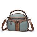 Bolso bandolera de cuero granulado azul con ribete marrón y detalle trenzado - Verde
