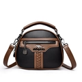Two-tone caramel and black leather crossbody bag with silver kangaroo hardware - Black