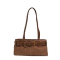 Bolso bajo el brazo retro marrón de ante sintético con hebilla decorativa y doble asa - Marrón