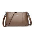 Chic brown litchi pattern leather crossbody bag for women with silver hardware - Tan