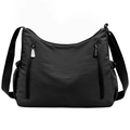 Black Oxford cloth crossbody bag with multiple layers and large capacity in a minimalist design - Black