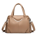 Sac à main kaki grande capacité en cuir avec garniture métallique élégante - Kaki
