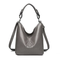 Sac à main gris foncé à motif crocodile avec bandoulière réglable et anse - Gris