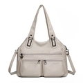 Cream white leather crossbody bag with multiple zip pockets and adjustable strap - Off White