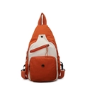 Lichtgewicht rugzak van gekreukeld nylon in contrastrijk oranje en crème wit design - Oranje