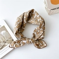 Foulard en coton lin beige avec imprimés d'ours bruns et coutures contrastées - Biscuit Ours Beige (FJ6022) / 60*60cm