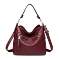 Waterproof burgundy leather crossbody bag with elegant quilted pattern and metal charms - Burgundy