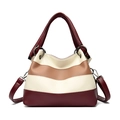 Sac fourre-tout tricolore avec texture litchi et bandoulière réglable pratique - Bordeaux
