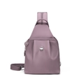 Mini zaino grigio-rosa in nylon da donna con design antifurto e spallacci regolabili - Viola Taro