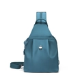 Borsa a tracolla in nylon blu lago impermeabile con frontale a pieghe e cinghia regolabile - Blu Posta
