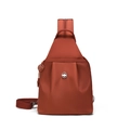 Mini zaino e borsa a tracolla in nylon rosso ruggine con finiture in metallo argento - Arancione