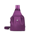Mini borsa a tracolla in nylon viola impermeabile con tracolla regolabile e volant - Viola