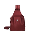 Mini zaino impermeabile in nylon bordeaux con design a pieghe e dettagli in metallo - Rosso