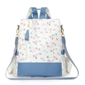 Zaino floreale grande capacità con spalline patchwork blu e design multi-tasca - Blu (Stile Patchwork Floreale Blu e Rosa)