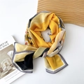 Elegante sciarpa lunga in tulle giallo acceso con stampa floreale e bordi a righe chic - 35*145cm / Stampa Floreale Giallo Vivace (4纱巾松花)