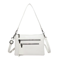Sac bandoulière blanc en similicuir avec double fermeture éclair et détails en métal - Blanc